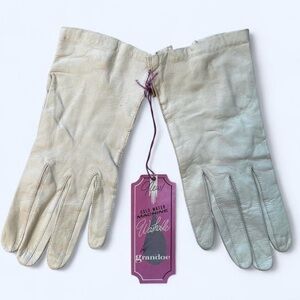 Grandoe vintage washable white Leather Women's Gloves wedding classic artdeco